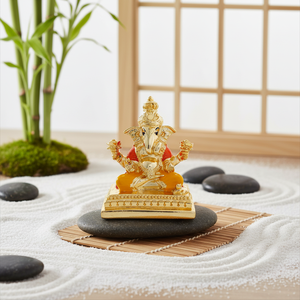Premium Handmade Gold Plated Stainless Steel Ganesh Idol Religious Home Statue Eco-Friendly <b>Art</b> Decor Carved Handicraft Living - Product Image 1