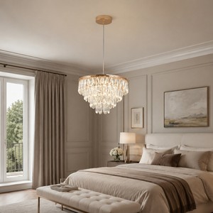 Lustre LED moderne nordique de luxe en cristal, 3 couleurs changeantes, luminaire suspendu pour hall d'hôtel, escalier - Product Image 5