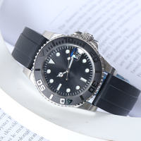 Reloj de Lujo para Hombre SIN LOGO NH35 Sub, Esfera con Fecha, Movimiento Mecánico Automático, Cristal de Zafiro, Resistente al Agua 10 Bar, Correa de Goma