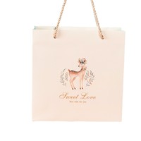 Caja de Regalo Plegable con Tapa y Bandeja, Diseño de Ciervo, Blanca, Tamaño Mediano, Embalaje Transfronterizo con Bolsa, Venta al por Mayor, Caja de Regalo de Dibujos Animados