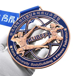 Изготовленные на заказ медали спортивные металлические поделки эмаль Логотип 3D Штамповка Большой размер Золото Серебро Медь Бодибилдинг медаль по индивидуальному заказу дешево