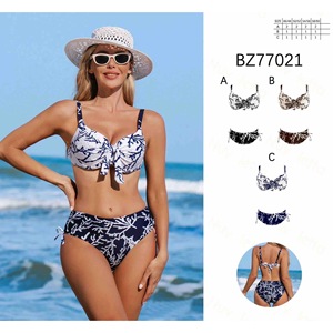 Costume da bagno intero HDJ taglie forti blu navy rosso vino nero M LL XL con scollo profondo push-up a vita alta stampato - Product Image 3