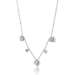 Collar con Colgante de Corazón Amy Amy, Acero Inoxidable, Bañado en Rodio, Circonita Cúbica, Joyería Romántica para Mujer, Regalo para Uso Diario - Product Image 1