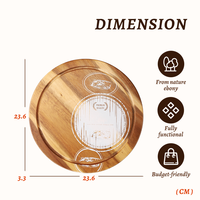 Planche à fromage circulaire en bambou avec couvercle et ensemble de couteaux, idéale pour la cuisine extérieure – Planche à découper ronde pour le fromage