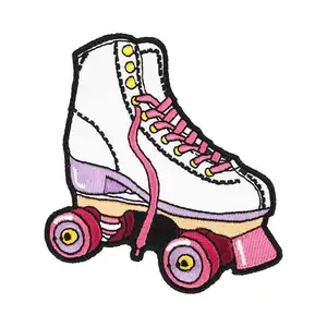 Тканые хлопковые этикетки с логотипом на заказ, роликовые коньки, форма одежды, этикетки с вышивкой утюгом