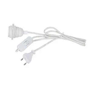 High quality EU plug 1.8m Power Cord Cable E27 full tooth lamp holder Base with 303 switch wire for Pendant LED Bulb