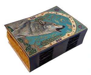 Diario de Cuero Hecho a Mano con Diseño de Lobo Uluglial, Grimoire Vintage con Papel de Borde Irregular, Libro de Sombras Gótico para Escribir y Dibujar - Product Image 2