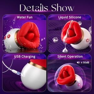 Vibrador Médico Recargable de Silicona con 10 Modos de Lamido, 3 de Succión y 10 de Vibración, Resistente al Agua, Juguetes Sexuales para Mujeres - Product Image 6
