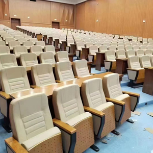 Chaise d'auditorium moderne en tissu confortable avec pieds en métal et tablette d'écriture pliable pour théâtre commercial - Product Image 2