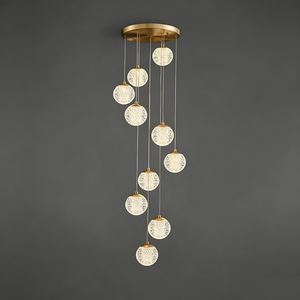 <span class=keywords><strong>Suspension</strong></span> moderne de style nordique avec cadre en laiton et <span class=keywords><strong>verre</strong></span> sphérique, réglable, pour escalier, hôtel, luminaire décoratif - Product Image 1
