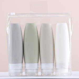 <span class=keywords><strong>Kit</strong></span> di Silicone pieghevole all'ingrosso 2oz 3oz bottiglie di compressione senza perdite riutilizzabili Shampoo articoli da toeletta 4 pezzi trasparenti - Product Image 5