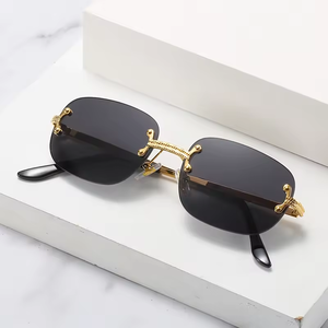 Square <b>Large</b> <b>Frame</b> Gold Transparent Sun Glasses Outdoor Travel Sunscreen Men Glasses Luxury Glasses - Product Image 1