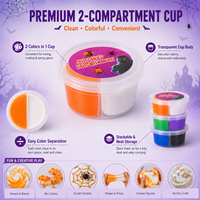 Kit de Arcilla Seca al Aire para Halloween al por Mayor, 8 Vasos de Doble Compartimento, 16 Colores, No Tóxico, Manualidades DIY de Fantasmas, Calabazas y Murciélagos, Regalo, OEM