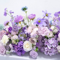 Fleurs en soie transfrontalières rose et violet 200x40cm pour décoration de table longue, hôtel, mariage, banquet, festival