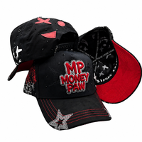 Cappellino Snapback MP Money Paw Luxury Vintage Dobby Formale Sportivo Uomo Donna Nero Rosso Ricamato con Strass Regolabile