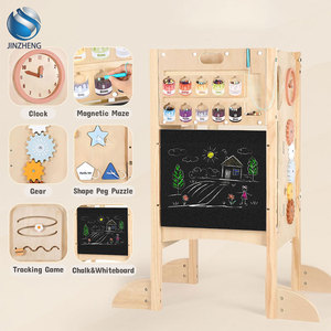 Tour d'apprentissage pliable <span class=keywords><strong>4</strong></span>-en-1 Tabouret d'aide à la cuisine pour tout-petits avec tableau noir Tour Montessori en <span class=keywords><strong>bois</strong></span> pour 1 à 6 ans - Product Image 1