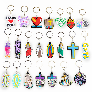 Porte-clés en PVC 2D sur le thème religieux chrétien Jésus guérit Sacré-Cœur Croix <span class=keywords><strong>Bible</strong></span> pour tous les âges Vente en gros personnalisée en vrac Accessoire <span class=keywords><strong>de</strong></span> clé - Product Image 1