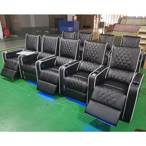 Juego reclinable de sofá moderno de cuero negro al por mayor, sofá reclinable motorizado para uso doméstico, sofá reclinable individual para teatro - Product Image 4