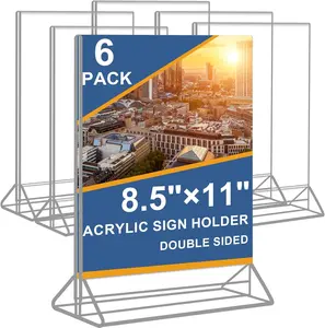 Suporte de sinal acrílico 8.5x11 Vertical Double-Sided Flyer Display Stands, Suporte De Menu De Mesa De Plástico, Frames De Papel De Imagem clara