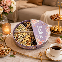 Boîte cadeau en papier ronde à compartiments pour noix, fruits secs, en-cas, emballage pour cadeaux de fête
