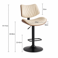Chaise de bar réglable en métal avec repose-pieds et coussin en cuir, en bois de noyer courbé, pour mobilier de bar