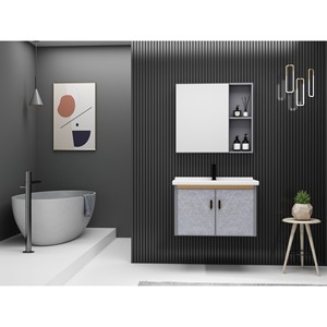 Mueble de Baño CR de 620 mm, Gabinete Gris de Aluminio con Lavabo de Cerámica - Product Image 2
