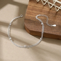 Bracelet à billes argentées SL62, double couche, design géométrique rond, bijoux polyvalents pour femmes, à porter au quotidien, cadeau, vente en gros