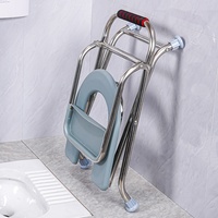 Tabouret de toilette mobile pliable pratique Pot Chaise Personnes âgées Femmes enceintes Chaise d'aisance renforcée Équipement de sécurité de salle de bain