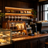 Meuble de bar à café en bois massif sur mesure de luxe / design d'intérieur haut de gamme