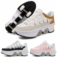 Chaussures à roulettes d'extérieur avec 4 roues rétractables pour garçons et filles, chaussures à roulettes pour la marche et le sport pour enfants