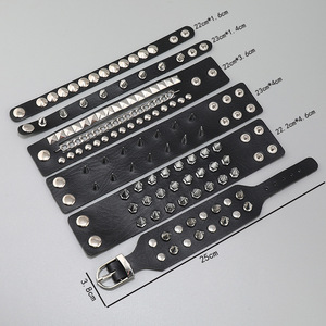 Bracciale donna uomo bracciale rivetto in pelle Gothic Punk <span class=keywords><strong>Rock</strong></span> bracciale accessori Punk fascia argento placcato - Product Image 5