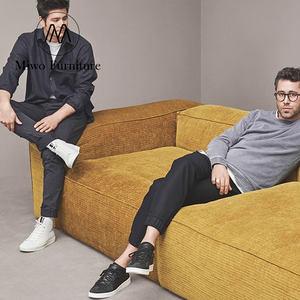 イタリア製家具 コーデュロイ生地 セクショナルリビングルーム 3人掛けソファ モダン北欧ミニマリスト ビーンバッグ 室内オフィスソファセット - Product Image 6