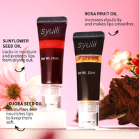 Huile à lèvres repulpante et lissante végane personnalisée à la fraise, hydratante, avec applicateur à bille, sérum teinté pour les lèvres