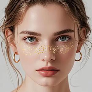 Pegatinas de Tatuajes Temporales con Purpurina Multicolor Arcoíris, Impermeables, con Diseño de Corazones Lindos y Puntos Brillantes para la Cara - Product Image 1