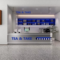 Meja Bar Stainless Steel Modern Sederhana Model 07 Perak Biru untuk Kedai Makan, Barbeque, Kedai Teh Susu, Kedai Kopi, Meja Resepsionis, Meja Kasir