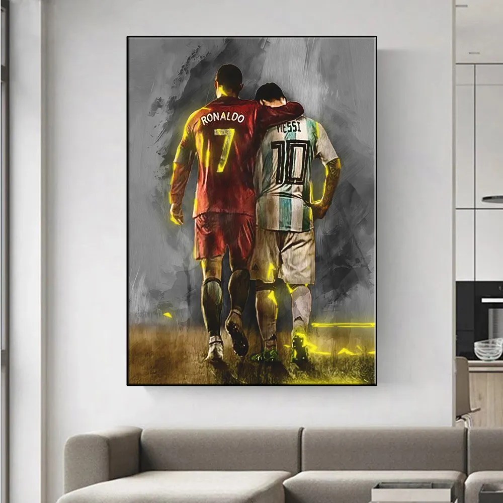 Voetbal Voetbal Ster Posters En Prints Ronaldo Messi Portret Tekening Schilderen Graffiti Canvas Foto