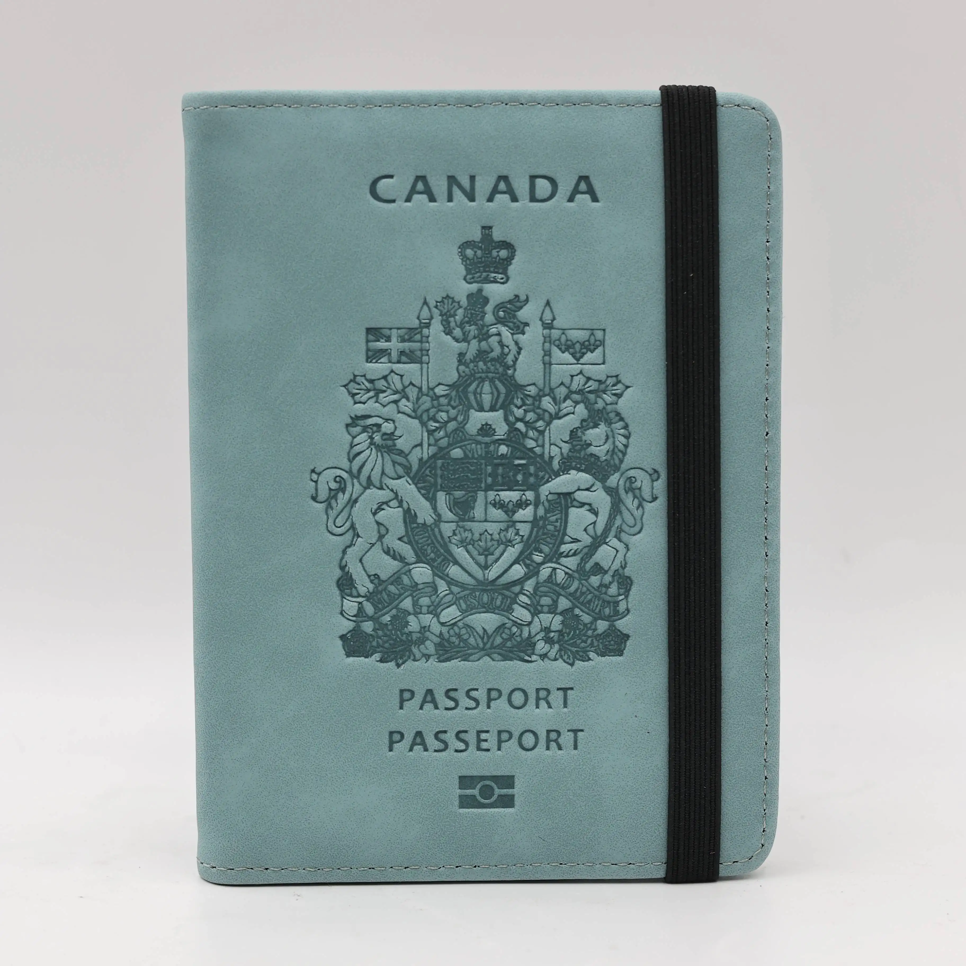 कनाडा लोगो पासपोर्ट कवर कस्टम लोगो फैशनेबल उपहार पु चमड़ा पासपोर्ट सिम कार्ड वॉलेट परिवार पासपोर्ट धारक चमड़ा