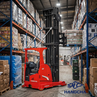 Chariot élévateur latéral Hangcha 1,2t avec plateforme pour conducteur, certifié CE, pour allées étroites (VNA), empileur tri-latéral, batterie lithium-ion, chariot élévateur hydraulique à fourches latérales