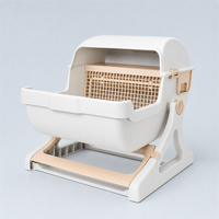 Kotak Pasir Kucing Semi Otomatis Self-Sifting PP Modular Besar 20L Toilet Kucing Tanpa Sekop Grosir untuk Kucing Dewasa