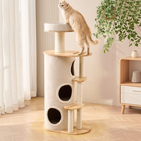 Vente en gros de griffoir personnalisé de grande taille en bois pour animaux de compagnie maison tour condo arbre à chat avec maison pour chat