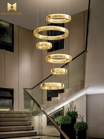 Hôtel Villa Salon Circulaire LED Suspension Lumière Or Luxe Haut Plafond Escalier Lustre