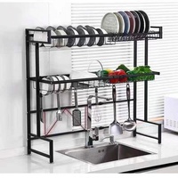 Égouttoir à vaisselle en métal pour évier de cuisine, organisateur de rangement pour armoire avec étagères en acier au carbone