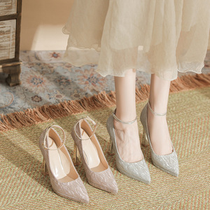 Scarpe da Donna con Tacco a Spillo e Punta Luccicante, Eleganti con Cinturino alla Caviglia, per Matrimoni, Banchetti e Uso Quotidiano - Product Image 3