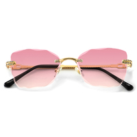 HBK 2023-Lunettes de soleil rétro vintage à monture métallique sans monture pour femmes, lunettes de soleil de voyage pour l'extérieur