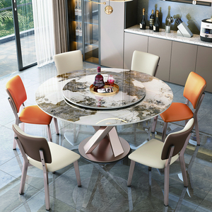Moderno semplice grande tavolo da pranzo rotondo in ardesia con giradischi in marmo mobili per la casa appartamento o Bar uso - Product Image 2