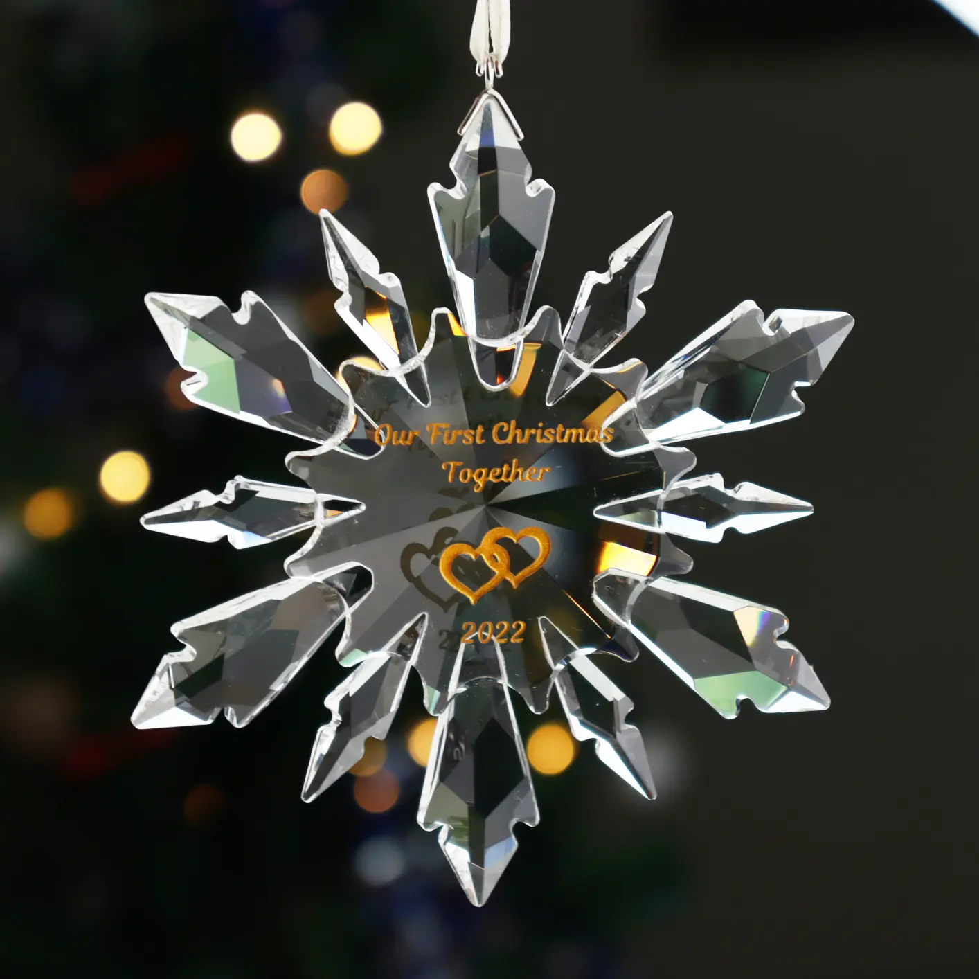 Ornamento di fiocco di neve di cristallo personalizzato 2023 progettato su misura per il regalo di Natale