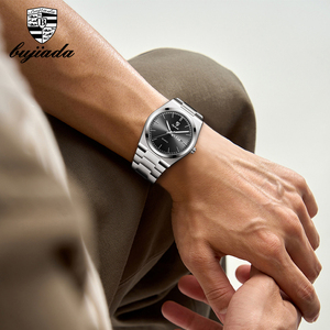 남성용 최고급 브랜드 야광 비즈니스 캘린더 손목시계, 럭셔리 스테인리스 스틸 밴드 쿼츠 시계 - Product Image 6