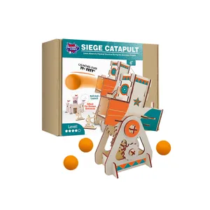 Kit de modelo de Catapulta de madera DIY Trebuchet, ensamblaje de ingeniería científica, juguetes de bloques de construcción para niños, juegos de experimentos