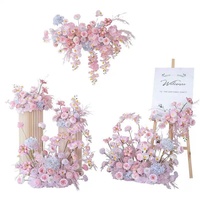 Décorations artificielles pour mariage, ensemble de fleurs en soie rectangulaires rose et bleu rêveur, pour arche en acier inoxydable et toile de fond en panneau KT, idéal pour la photographie