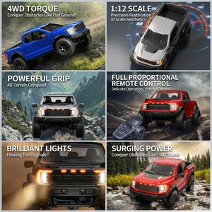 F150 랩터 1/12 4WD RTR RC 트럭 고속/저속 변속 듀얼 레이트 LED 라이트 타입-C 충전 오프로드 픽업 취미용 자동차 - Product Image 2